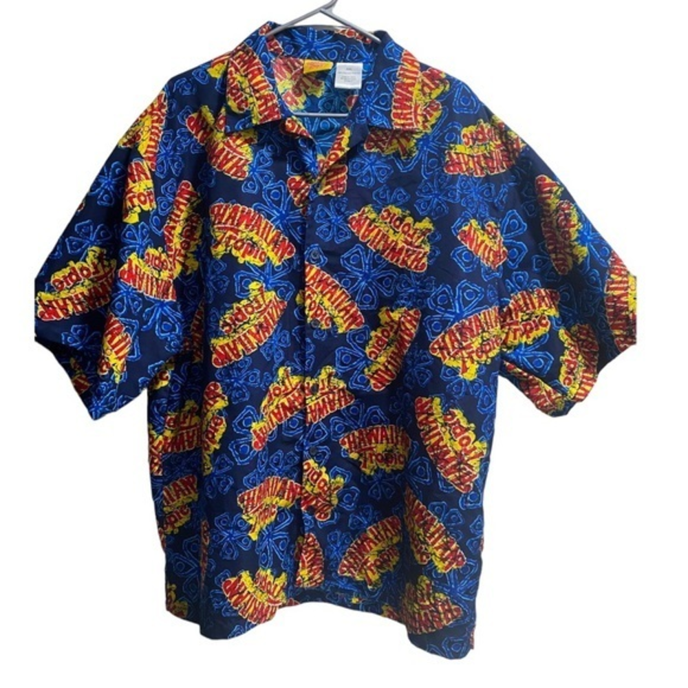 Men’s Hawaiian Tropic Logo XXL Short Sleeve Button Down Shirt‎